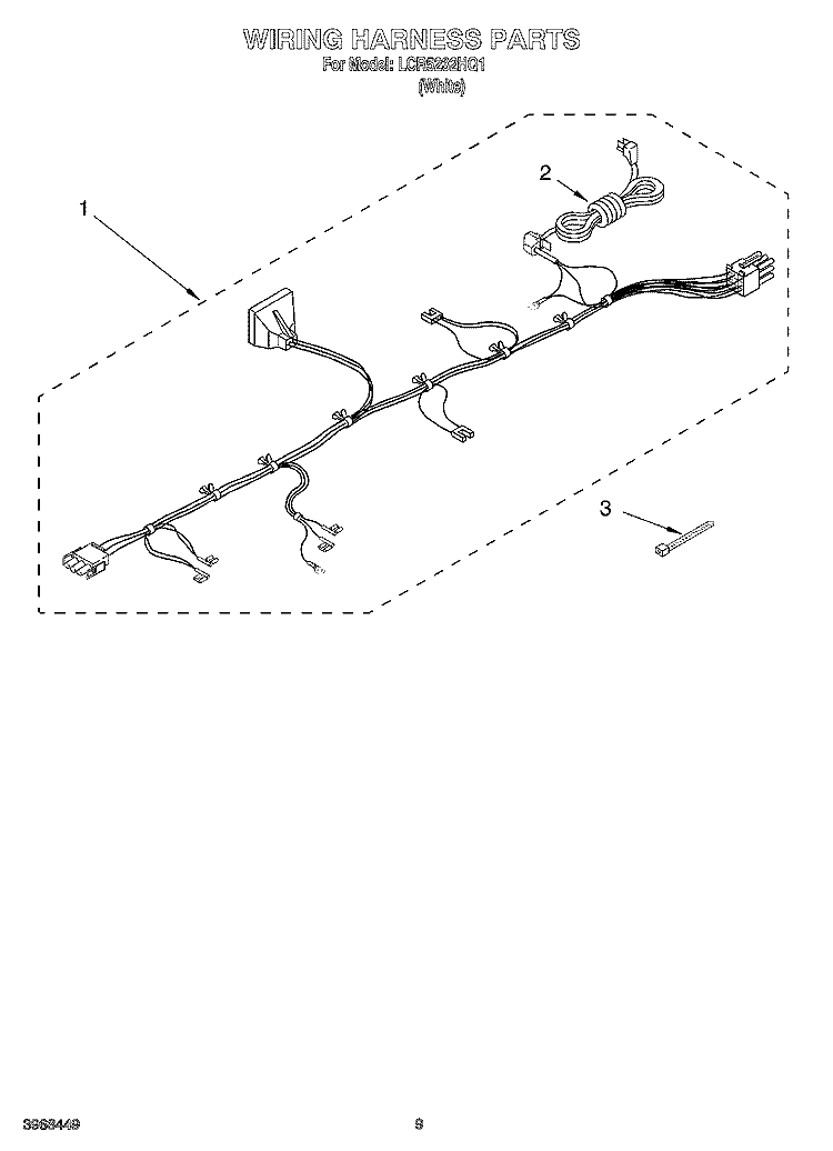 WIRING HARNESS Diagram and Parts List for LCR5232HQ1  Whirlpool Washer