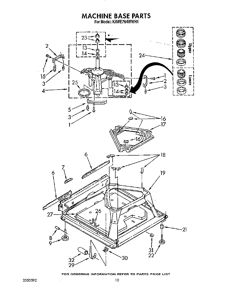 MACHINE BASE Diagram and Parts List for KAWE764WWH1  KitchenAid Washer
