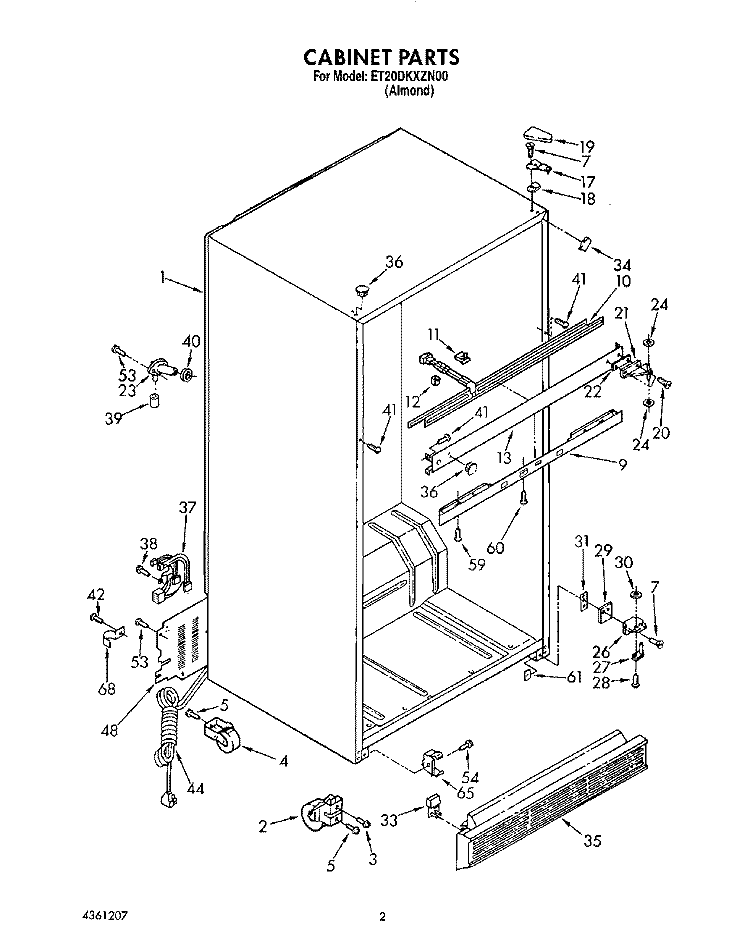 CABINET Diagram and Parts List for ET20DKXZN00  Whirlpool Refrigerator