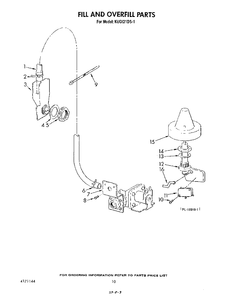 FILL AND OVERFILL Diagram and Parts List for KUDI21DS1  KitchenAid Dishwasher