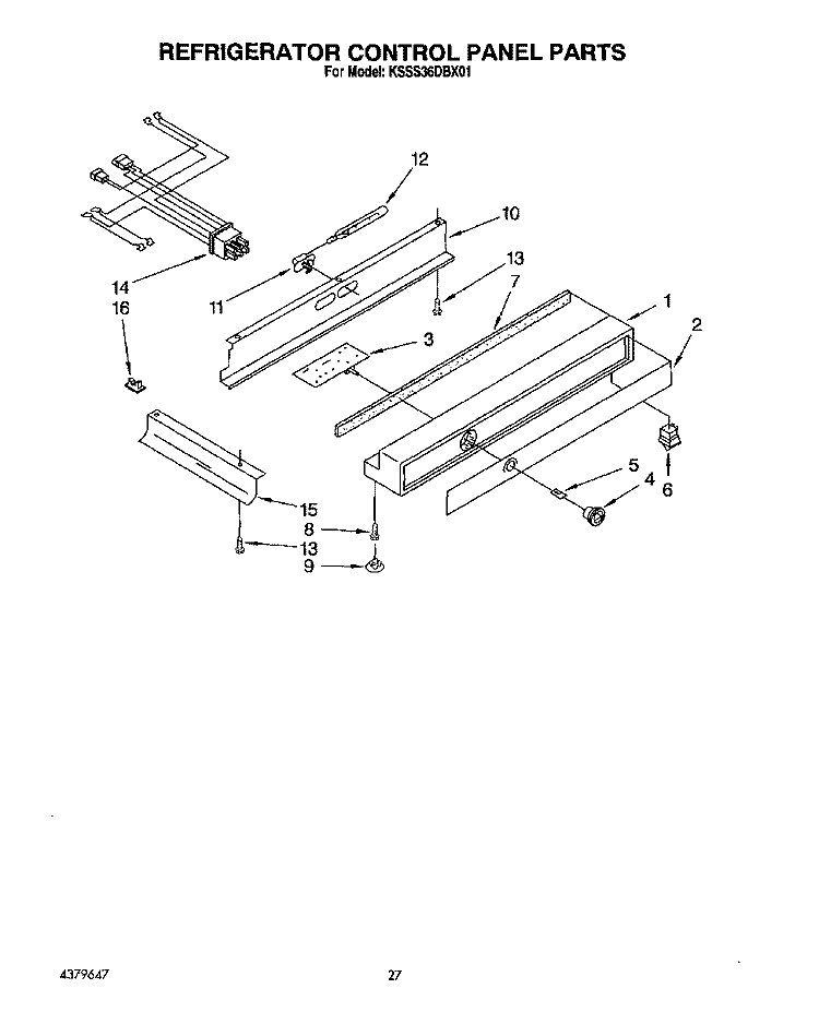 REFRIGERATOR CONTROL PANEL Diagram and Parts List for KSSS36DBX01  KitchenAid Refrigerator