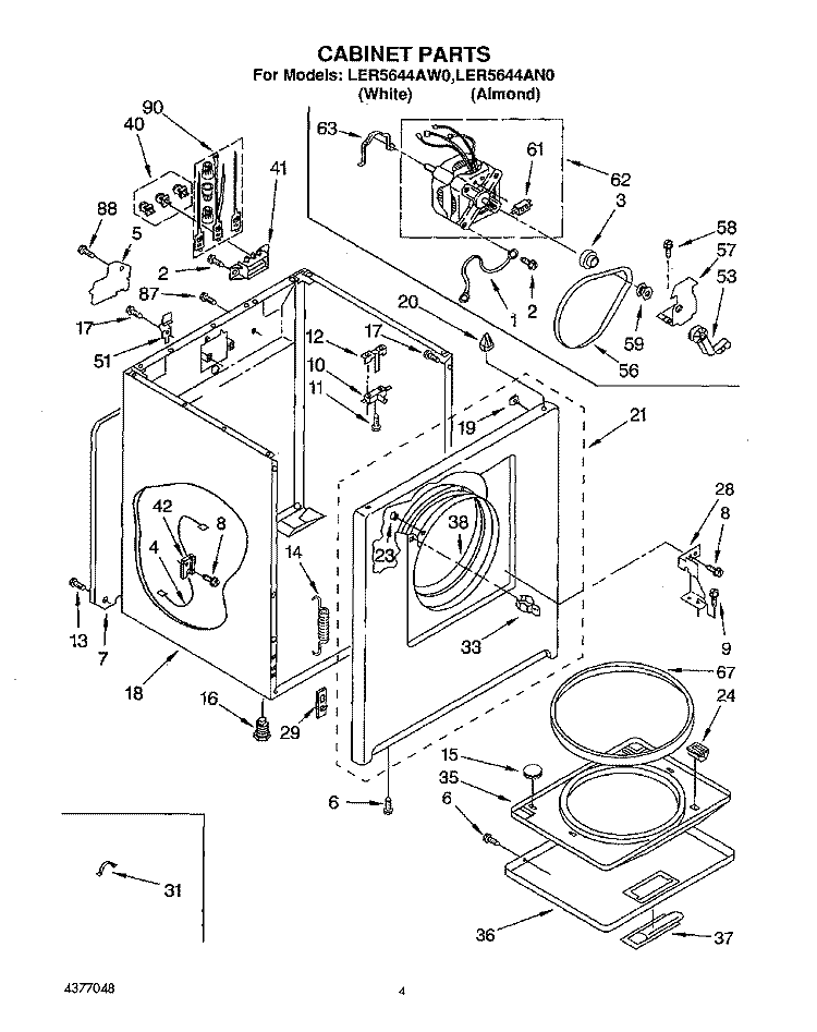 SECTION Diagram and Parts List for LER5644AN0  Whirlpool Dryer