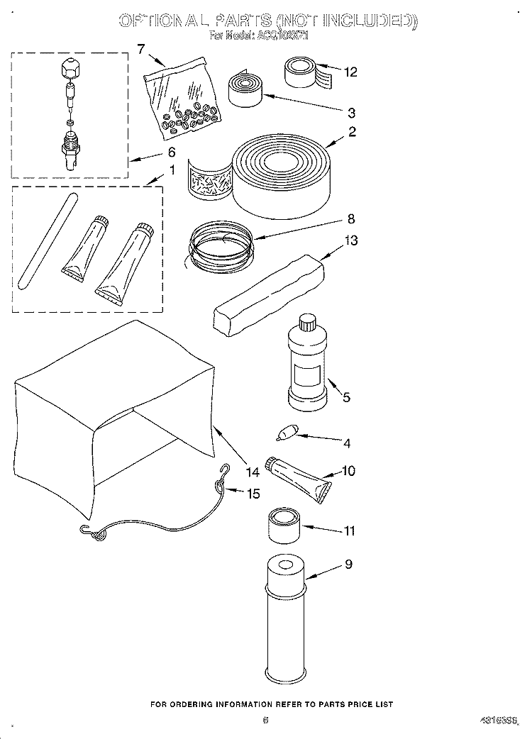 OPTIONAL Diagram and Parts List for ACQ102XZ1  Whirlpool Air Conditioner