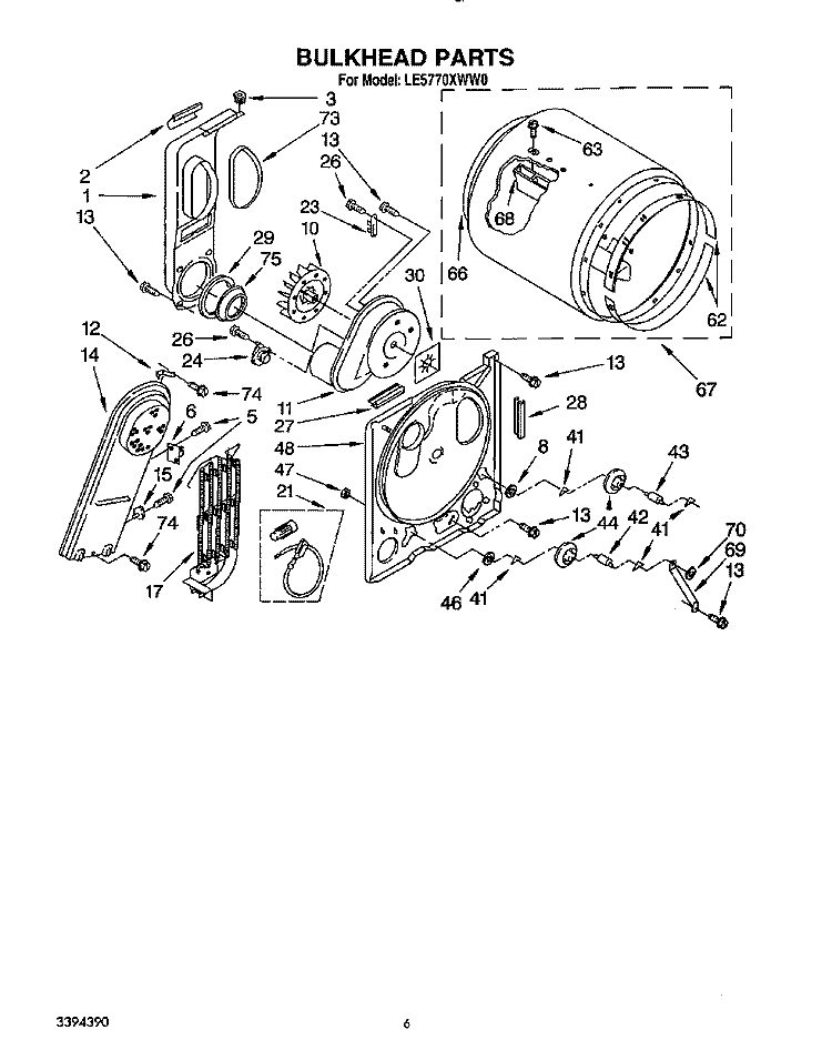 SECTION Diagram and Parts List for LE5770XWW0  Whirlpool Dryer