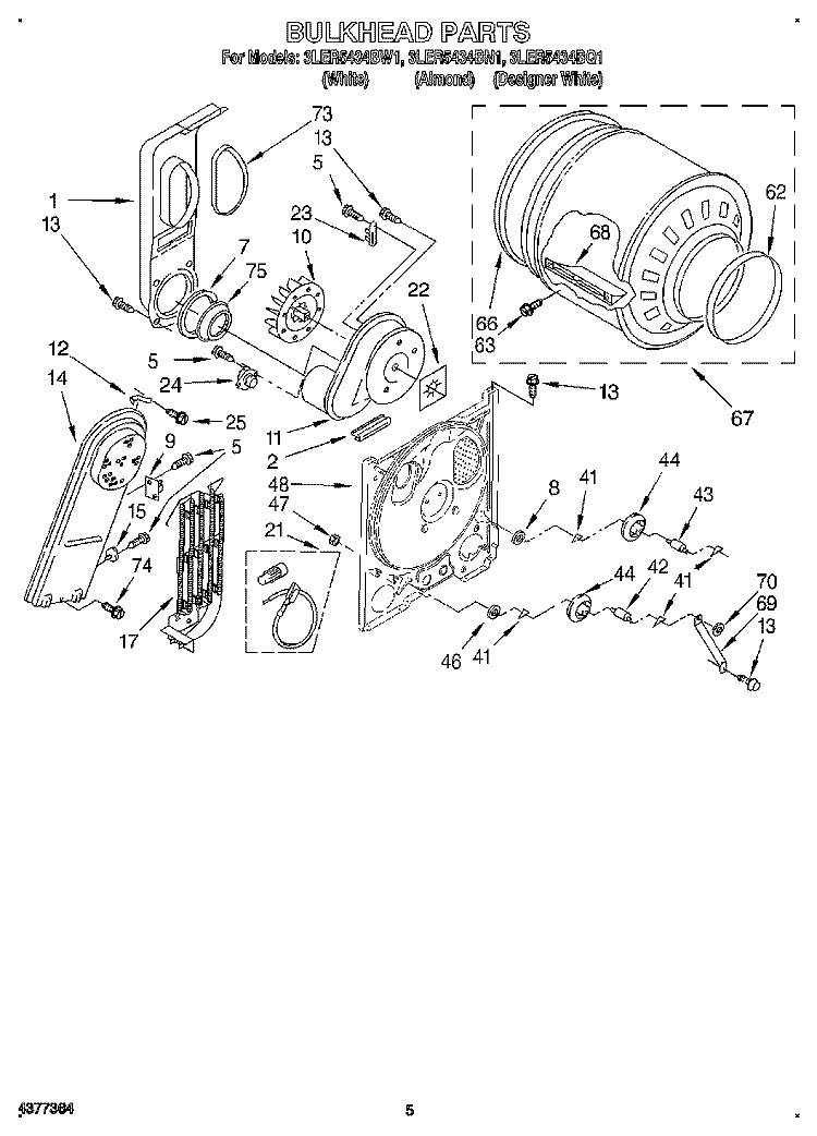 SECTION Diagram and Parts List for 3LER5434BQ1  Whirlpool Dryer