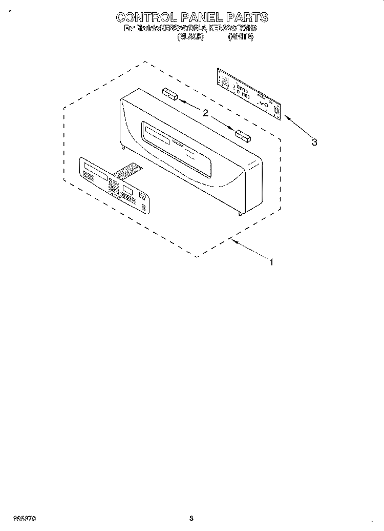 CONTROL PANEL, LITERATURE Diagram and Parts List for KEBS247DBL6  KitchenAid Wall Oven