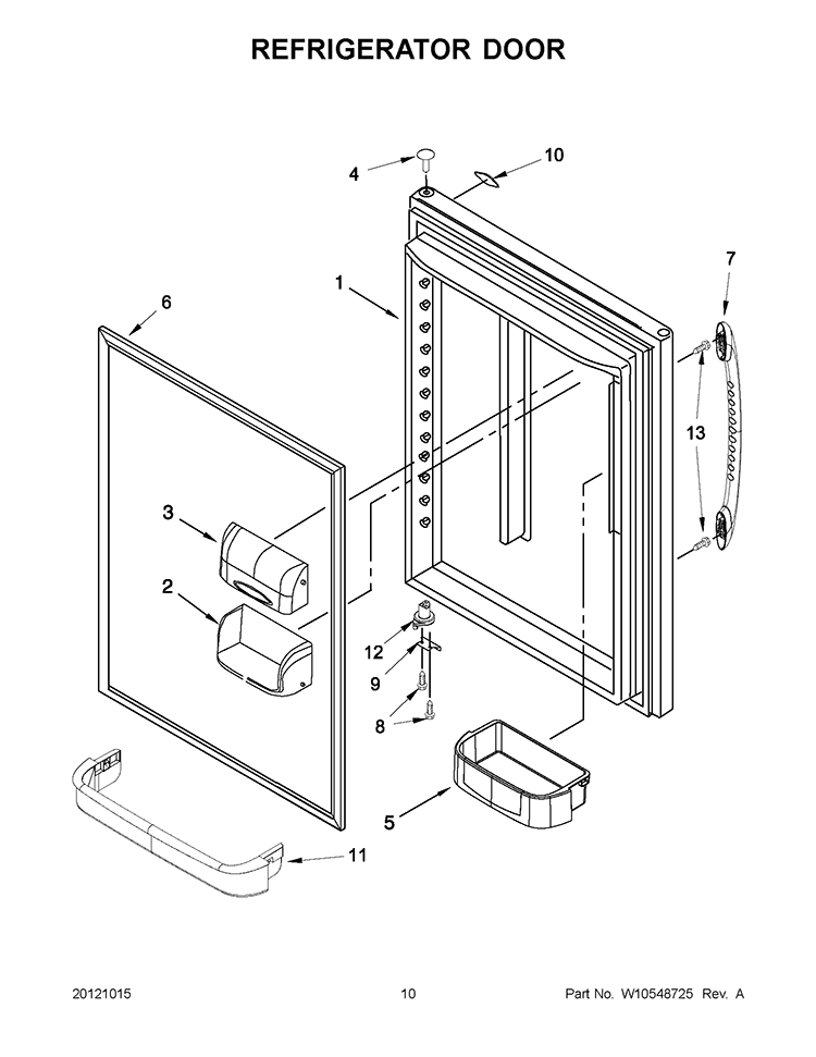 REFRIGERATOR DOOR Diagram and Parts List for EB9FVHXWQ03  Whirlpool Refrigerator