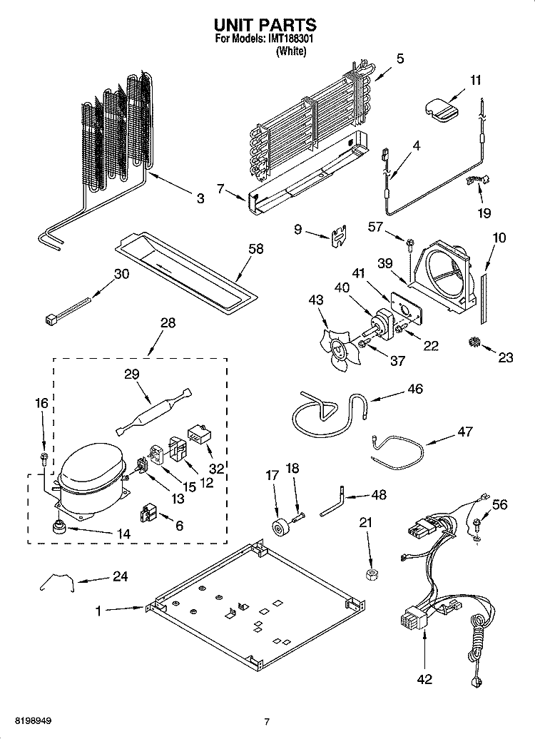 UNIT PARTS Diagram and Parts List for IMT188301  Inglis Refrigerator