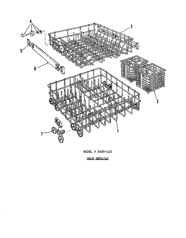 FRAME Diagram and Parts List for 8565L10  Roper Dishwasher