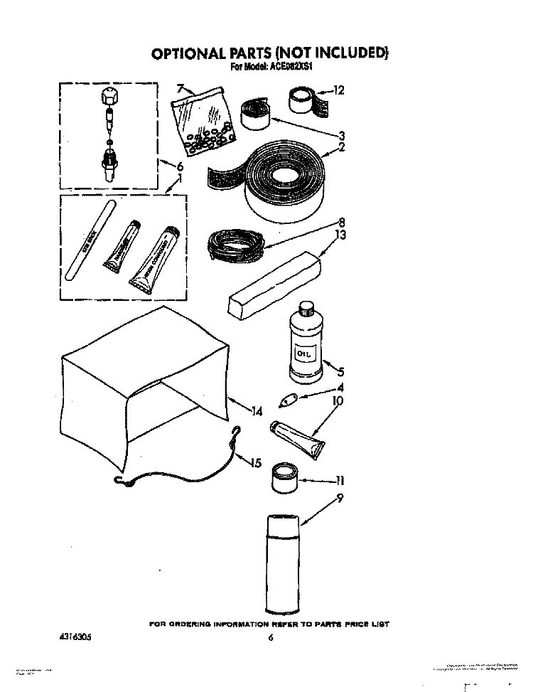 OPTIONAL Diagram and Parts List for ACE082XS1  Whirlpool Air Conditioner