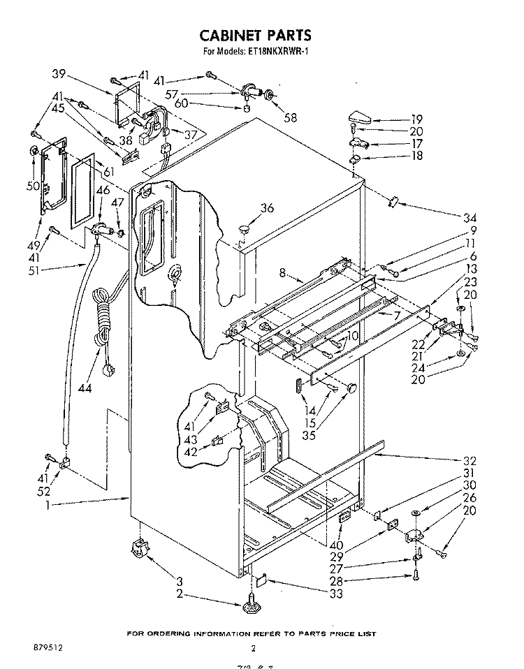 CABINET Diagram and Parts List for ET18NKXRWR1  Whirlpool Refrigerator