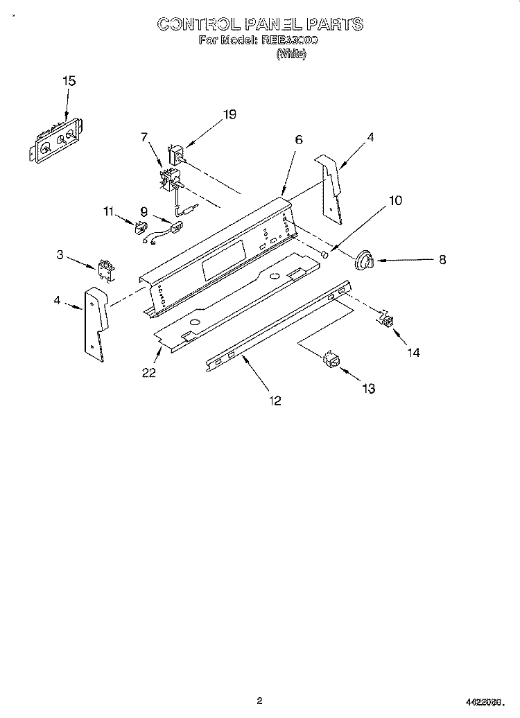 CONTROL PANEL Diagram and Parts List for REE33000  Roper Range