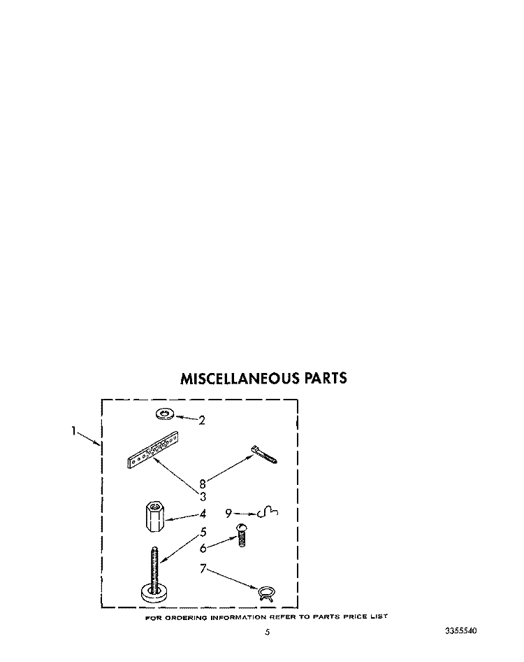 MISCELLANEOUS Diagram and Parts List for LA9200XWF1  Whirlpool Washer