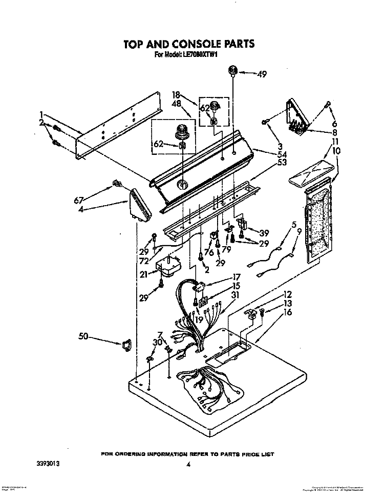 SECTION Diagram and Parts List for LE7080XTW1  Whirlpool Dryer