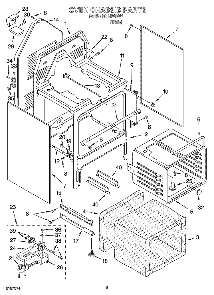 OVEN CHASSIS PARTS Diagram and Parts List for IJP85801  Inglis Range