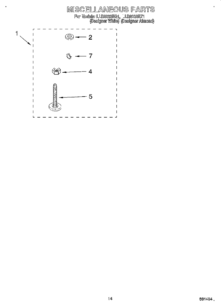 MISCELLANEOUS, LIT/OPTIONAL Diagram and Parts List for LLR8233EQ1  Whirlpool Washer