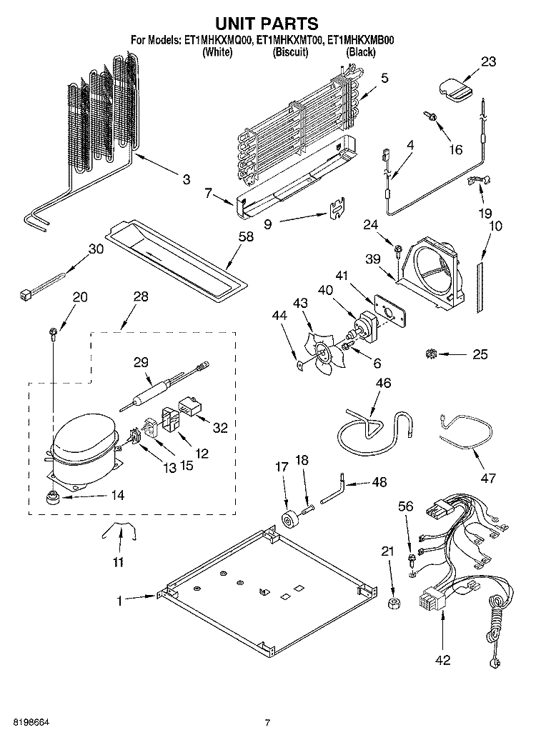 UNIT PARTS Diagram and Parts List for ET1MHKXMB00  Whirlpool Refrigerator