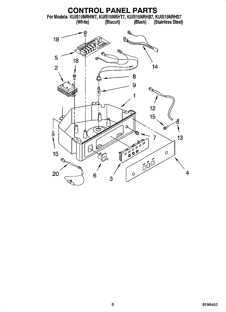 CONTROL PANEL PARTS Diagram and Parts List for KUIS15NRHB7  KitchenAid Ice Maker