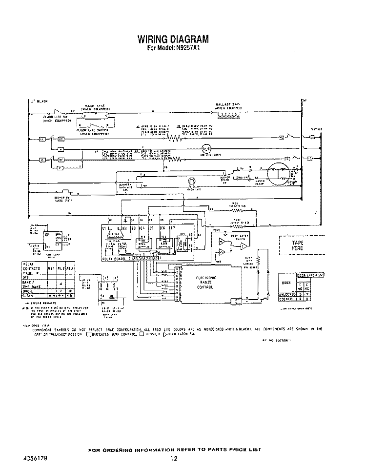 WIRING DIAGRAM Diagram and Parts List for N9257L1  Roper Range