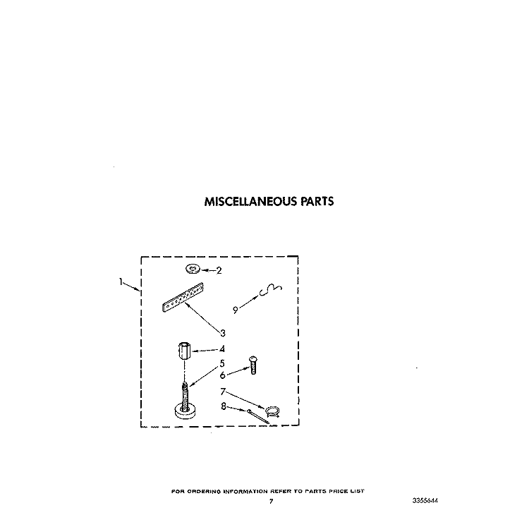 MISCELLANEOUS Diagram and Parts List for LA5400XTG1  Whirlpool Washer