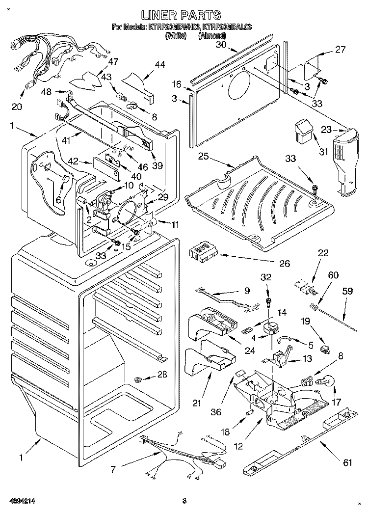 LINER Diagram and Parts List for KTRP20MDAL03  Whirlpool Refrigerator