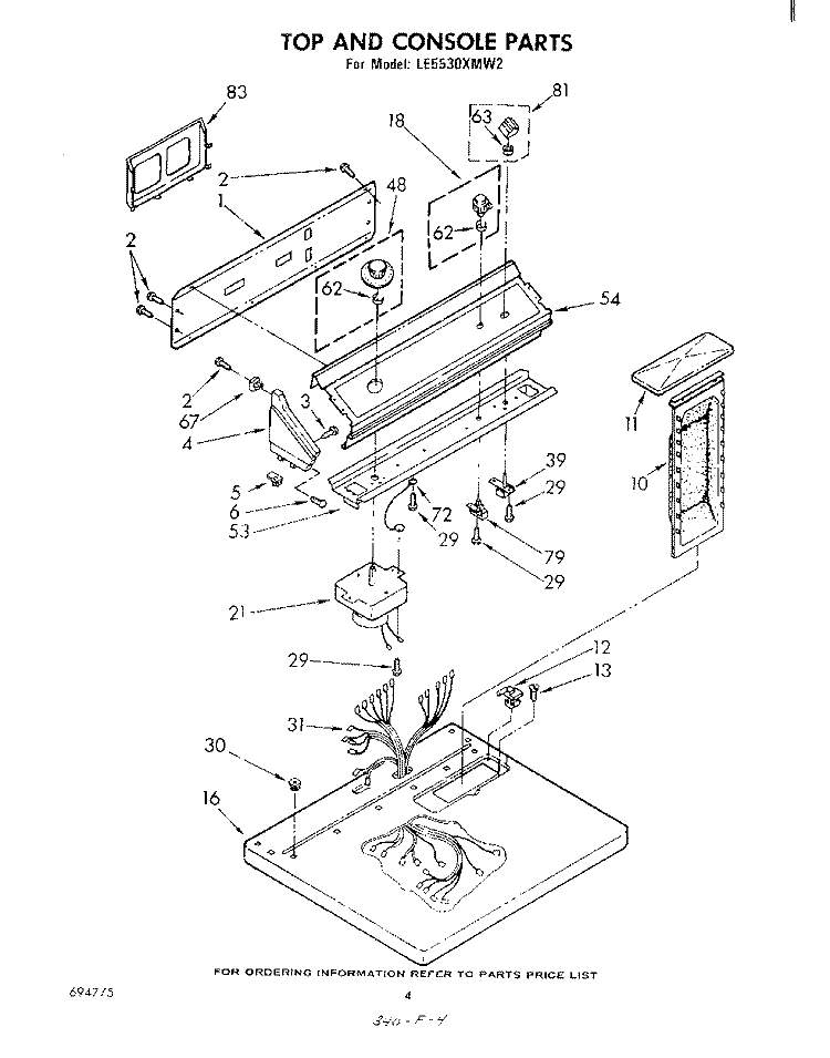 SECTION Diagram and Parts List for LE5530XMW2  Whirlpool Dryer