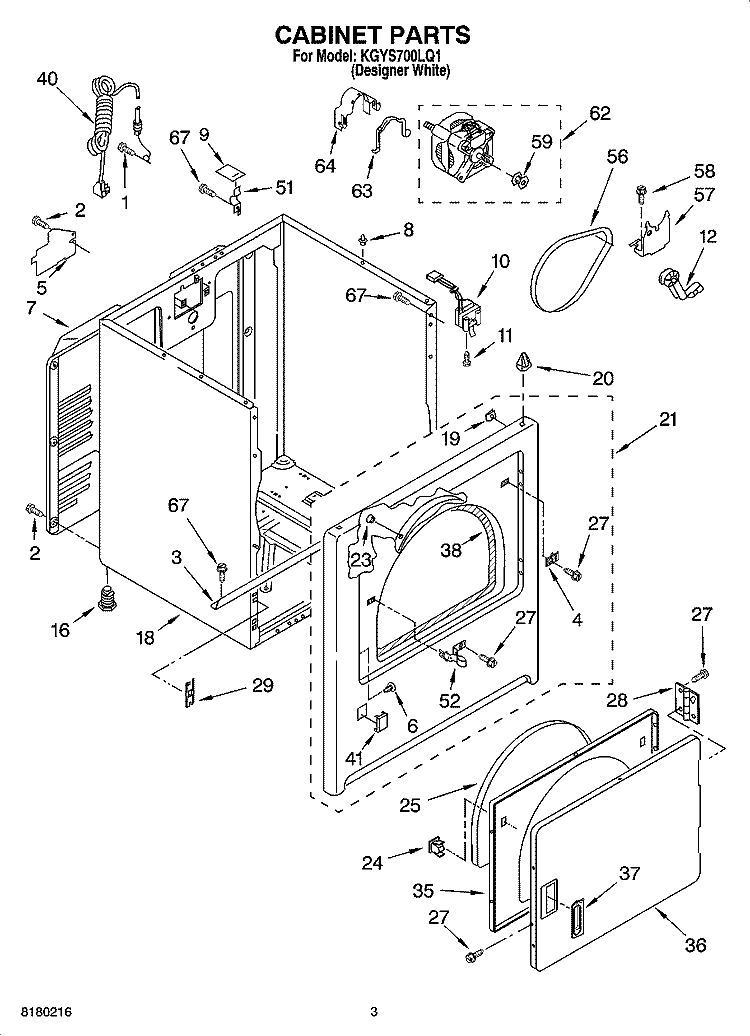CABINET PARTS Diagram and Parts List for KGYS700LQ1  KitchenAid Dryer