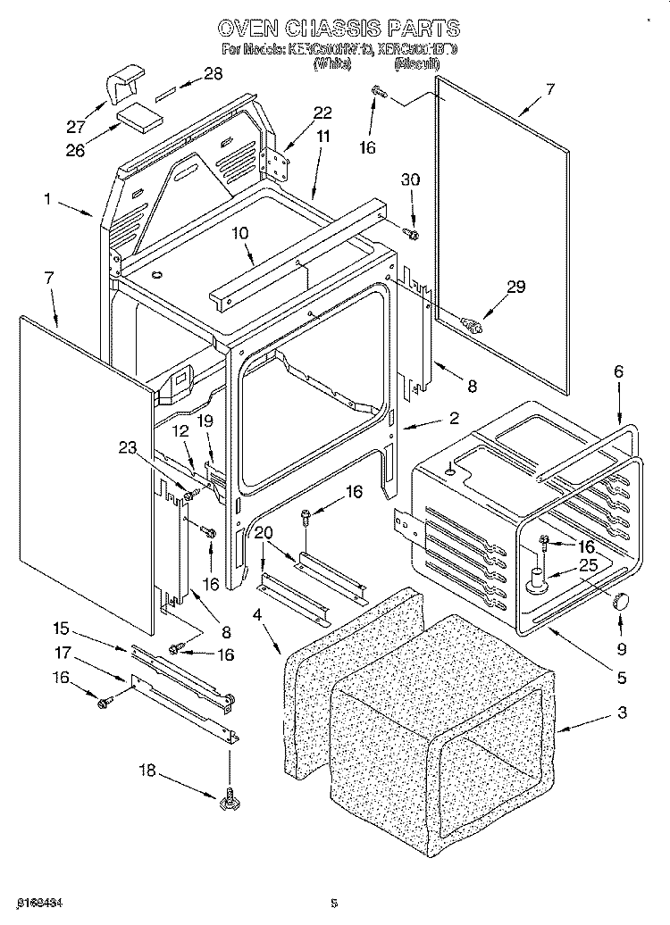 OVEN CHASSIS Diagram and Parts List for KERC500HBT0  KitchenAid Range