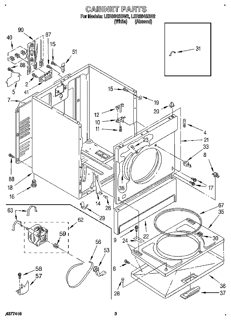 SECTION Diagram and Parts List for LER6646BW2  Whirlpool Dryer