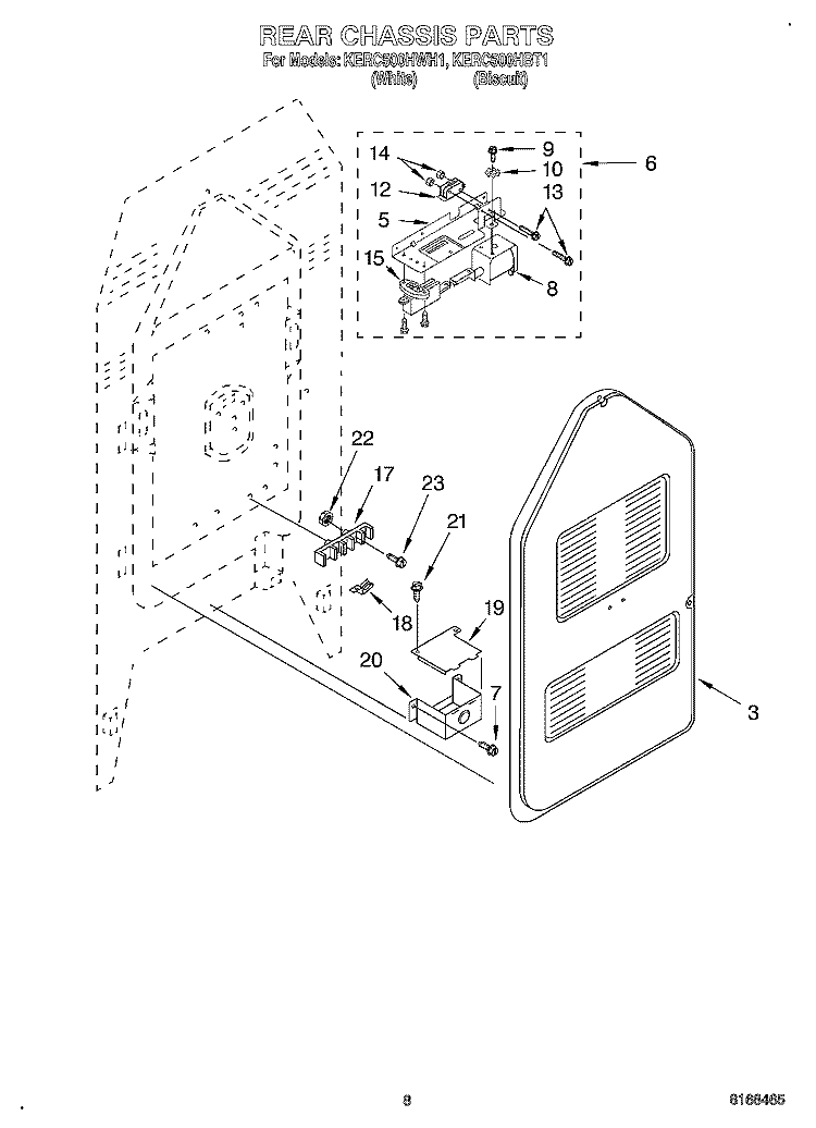REAR CHASSIS, OPTIONAL Diagram and Parts List for KERC500HBT1  KitchenAid Range