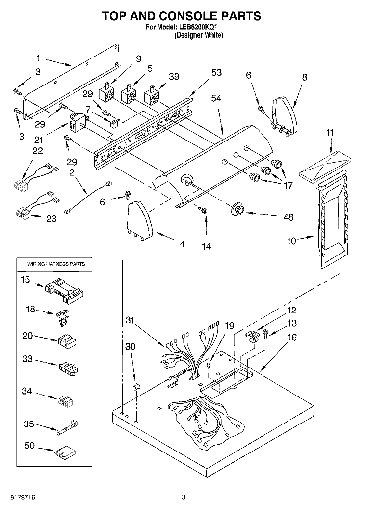 SECTION Diagram and Parts List for LEB6200KQ1  Whirlpool Dryer