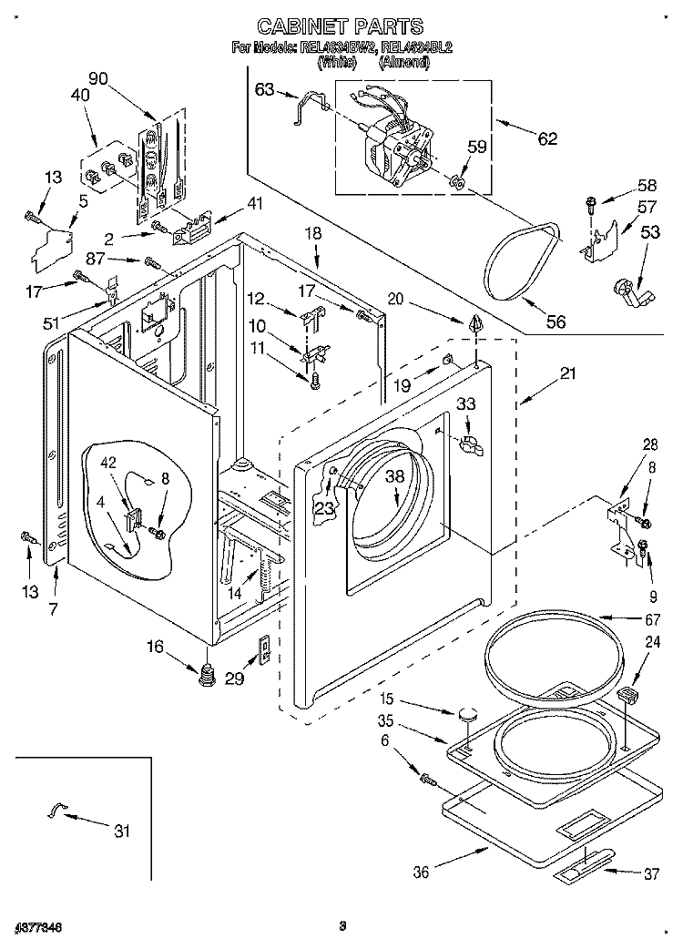 SECTION Diagram and Parts List for REL4634BL2  Roper Dryer