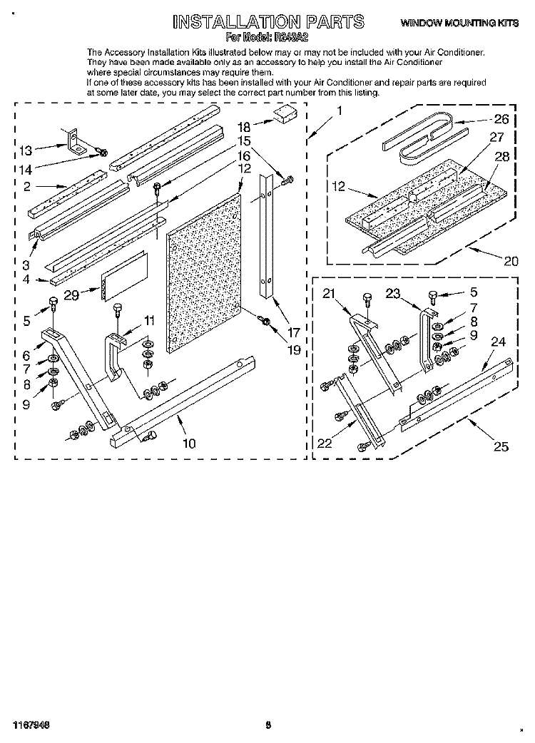 INSTALLATION Diagram and Parts List for R243A2  Whirlpool Air Conditioner