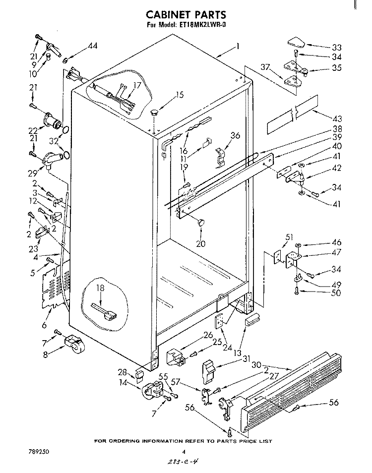 CABINET Diagram and Parts List for ET18MK2LWR0  Whirlpool Refrigerator