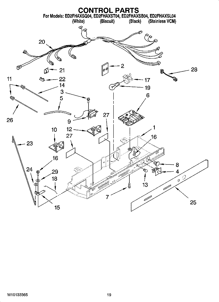 CONTROL PARTS Diagram and Parts List for ED2FHAXSQ04  Whirlpool Refrigerator
