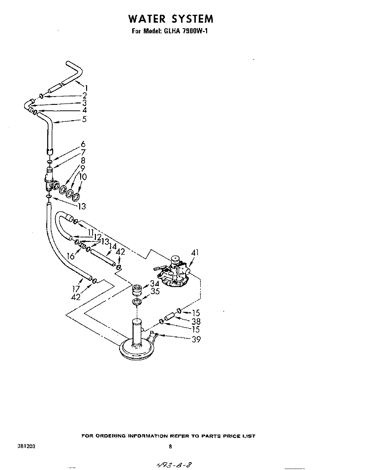 WATER SYSTEM Diagram and Parts List for GLHA7900W1  Whirlpool Washer