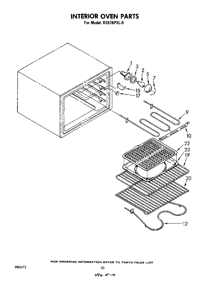 INTERIOR OVEN Diagram and Parts List for RS576PXL0  Whirlpool Range
