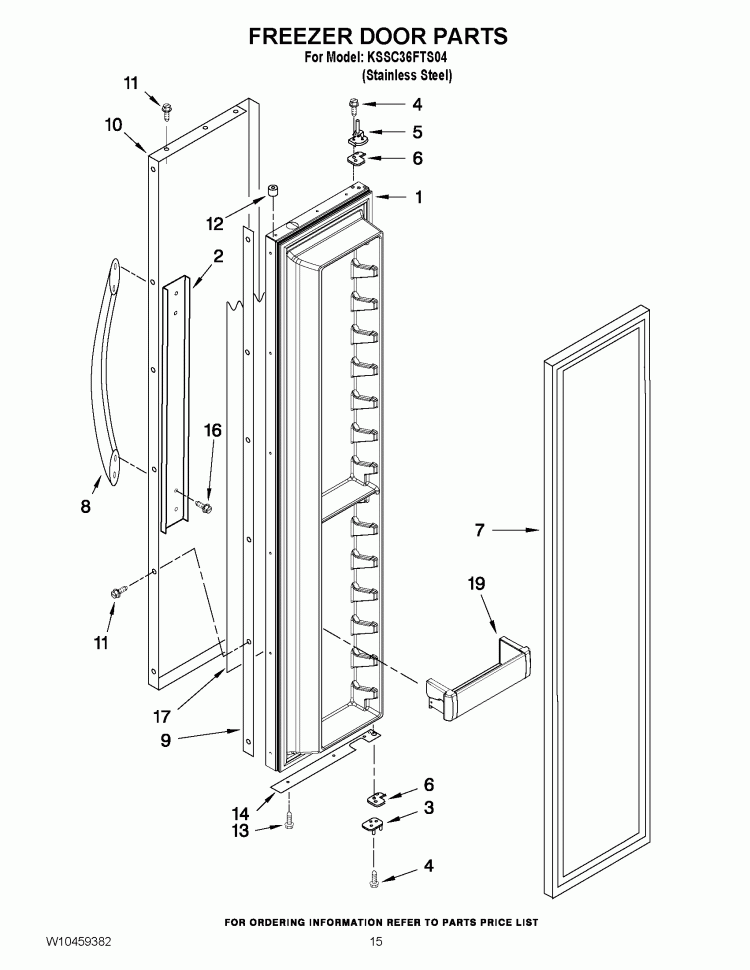 FREEZER DOOR PARTS Diagram and Parts List for KSSC36FTS04  KitchenAid Refrigerator