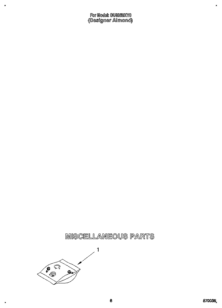 MISCELLANEOUS Diagram and Parts List for DU8960XY0  Whirlpool Dishwasher
