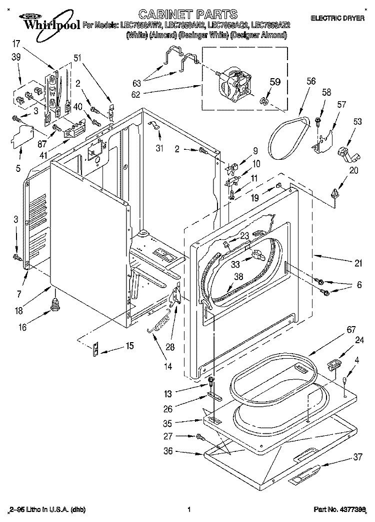 SECTION Diagram and Parts List for LEC7858AN2  Whirlpool Dryer