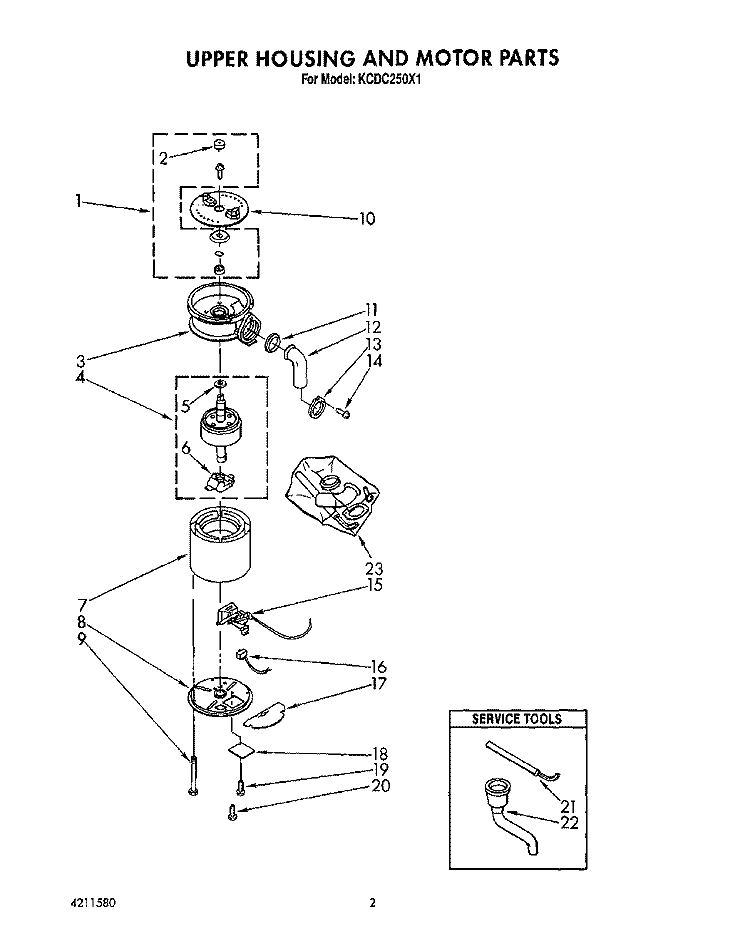 SECTION Diagram and Parts List for KCDC250X1  KitchenAid Food Waste Disposer