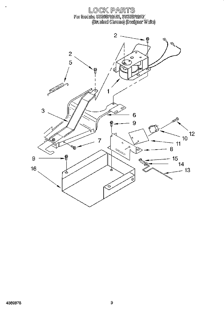 LOCK, LITERATURE Diagram and Parts List for SS385PEBQ1  Whirlpool Range