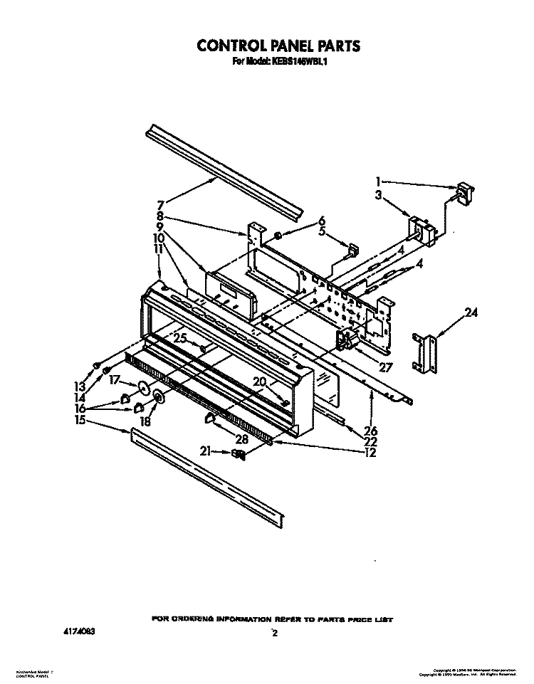 CONTROL PANEL, LIT/OPTIONAL Diagram and Parts List for KEBS146WBL1  KitchenAid Wall Oven