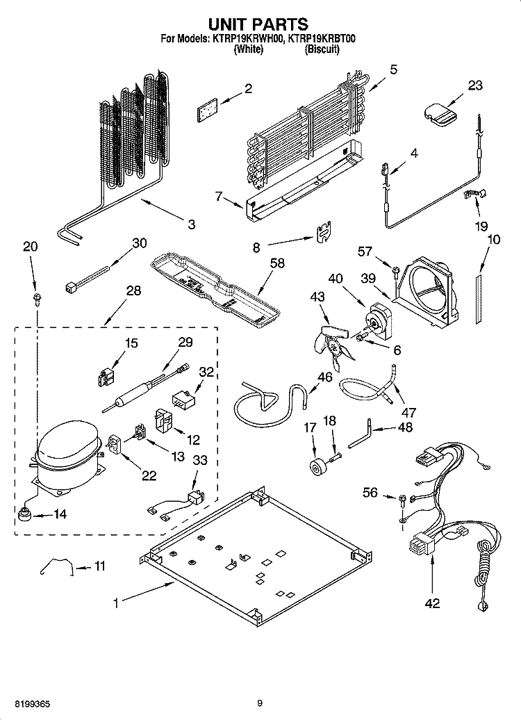 UNIT PARTS Diagram and Parts List for KTRP19KRBT00  Whirlpool Refrigerator