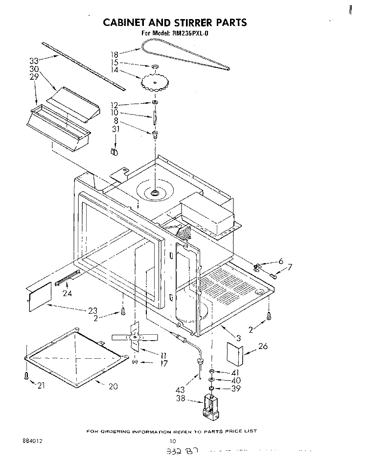 CABINET AND STIRRER Diagram and Parts List for RM235PXL0  Whirlpool Microwave Oven Combo