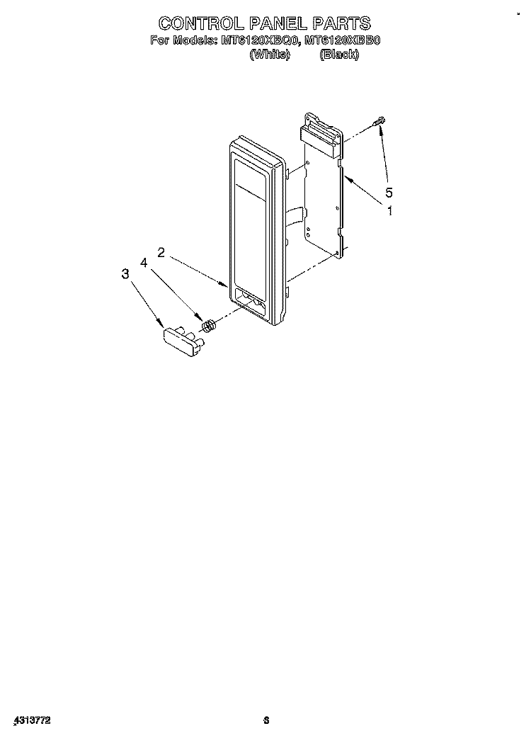 CONTROL PANEL Diagram and Parts List for MT6120XBB0  Whirlpool Microwave