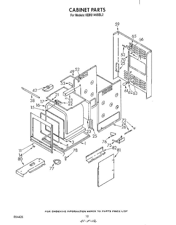 CABINET Diagram and Parts List for KEBS146SBL2  KitchenAid Wall Oven