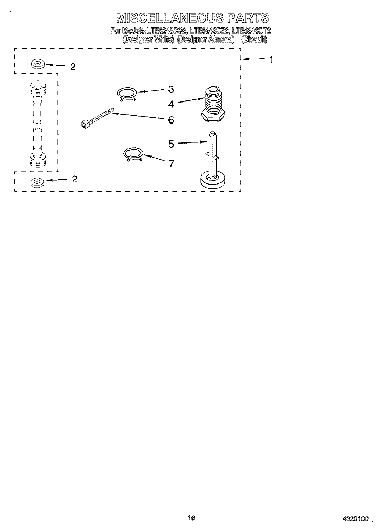 MISCELLANEOUS, OPTIONAL Diagram and Parts List for LTE5243DQ2  Whirlpool Washer Dryer Combo