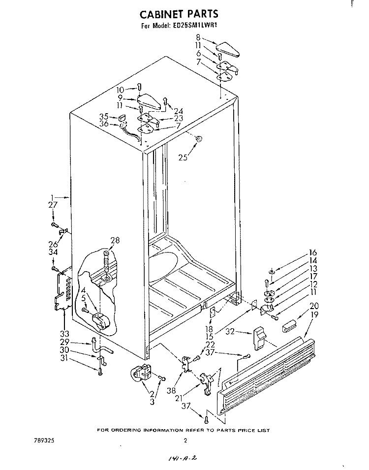 CABINET Diagram and Parts List for ED25SM1LWR1  Whirlpool Refrigerator