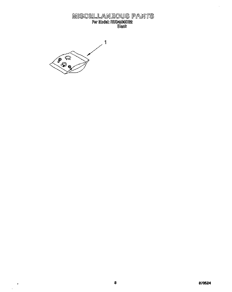 MISCELLANEOUS, LIT/OPTIONAL Diagram and Parts List for RUD4500DB2  Roper Dishwasher